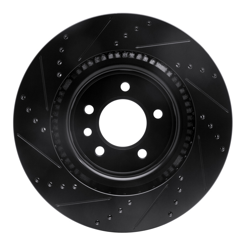Land Rover LR3 Brake Rotor (1) - Front Right - R1 Concepts - Drilled & Slotted - Black - `05-`09